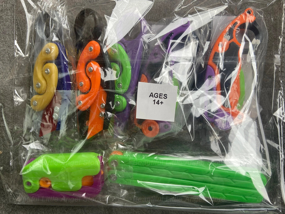 New 3D Printed Gravity Claw Knife Toy Stress Relief Butterfly Fidget Hand Gripper Sensory Toy Folding Claw Knife Radish for Gift