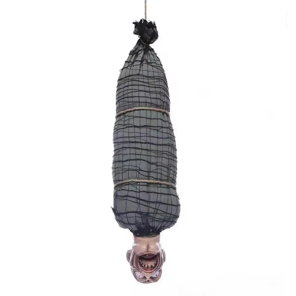 2.46 Ft Halloween Hanging Animated Corpse With LED Light Up Eyes Talking & Shaking Scary Ghost Sound Effect For Halloween Decor
