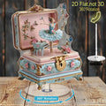 Ballerina Music Box Acrylic Stand 2D Flat 360° Rotation Vintage Ballet Dancer Figure Desk Deco Home Ornament Girls Birthday Gift
