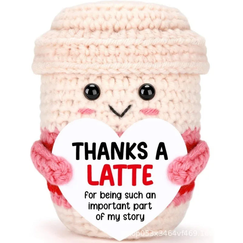 New Handmade Positive Crochet Donkey Animal Doll with Funny Motivational Card Emotional Support Buddy Gift for Friend Coworker