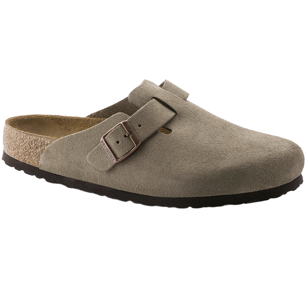 Birkenstock Boston Soft Footbed Suede Leather in Taupe