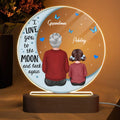 Grandma Grandkids Blue Moon Personalized Circle Plaque LED Night Light, Gift For Grandma
