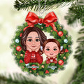 Grandma Grandkids Chin On Hands Christmas Wreath Personalized Acrylic Ornament