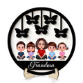 Grandma Grandkids Crossed Legs Butterflies Personalized 2-layer Wooden Plaque