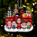 Grandma Grandkids Christmas Truck Tree Line Personalized Acrylic Ornament